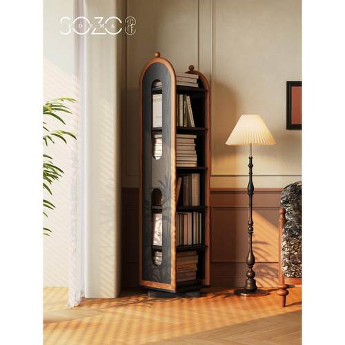 少制造法国覆古实木360度旋转书架书柜全身试穿衣服地板到天花板
