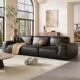 意式 轻奢全真皮大黑牛沙发客厅三人位极简直排沙发豆腐块皮艺沙发