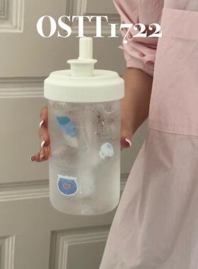 〈自由盛夏〉玻璃随行吸管杯OSTT1722原创设计耐热耐冷简约插画