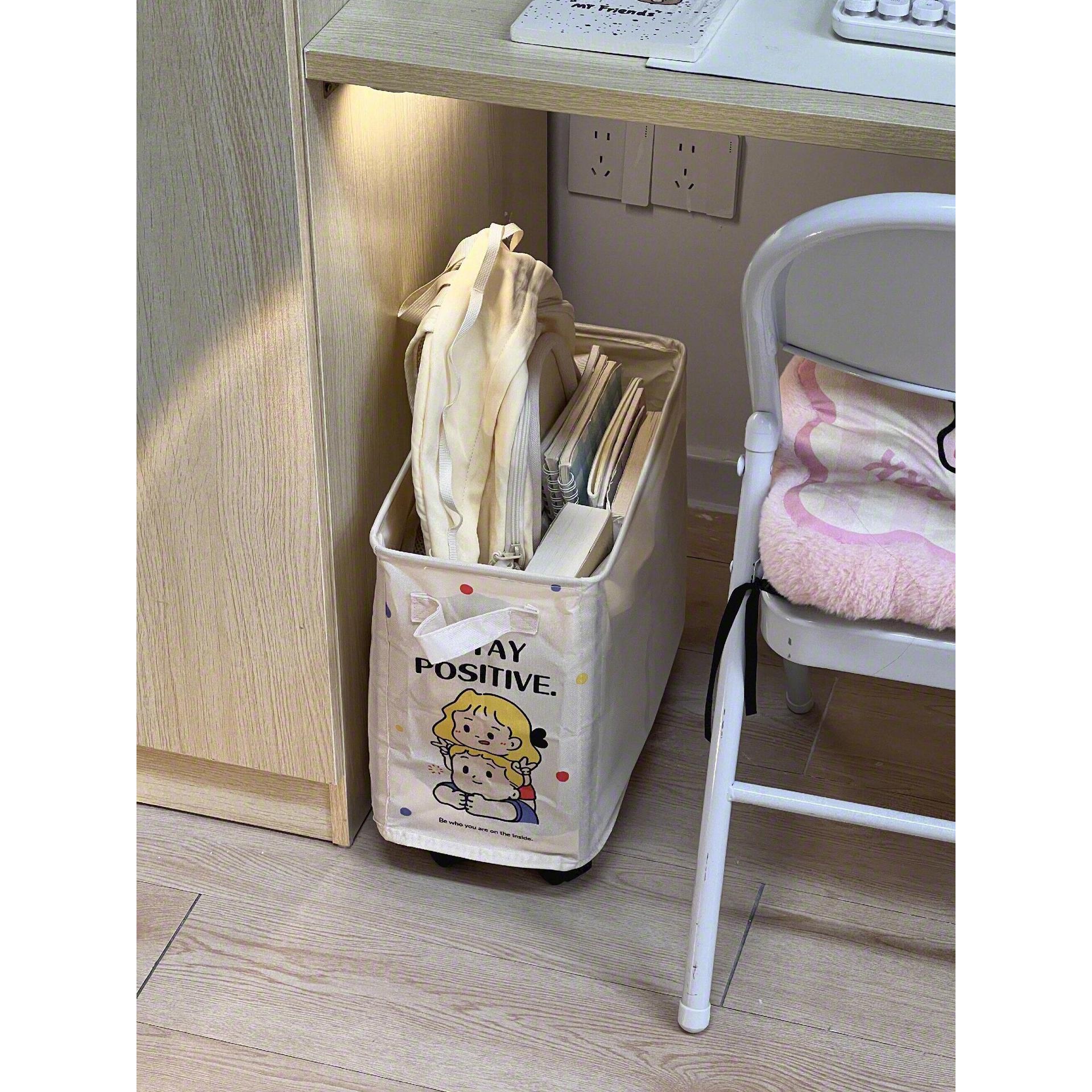 宿舍桌下收纳筐可折叠移动脏衣收纳筐牛津布高颜值大容量脏衣篮