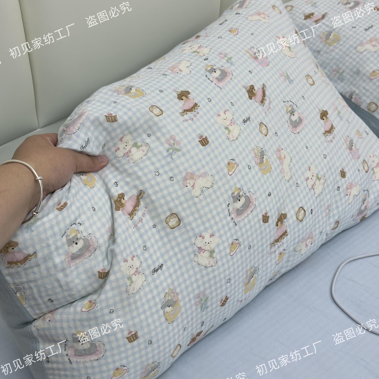 A类全棉双层纱枕头套一对装纱布单独单件纯棉被套150x200x230被罩