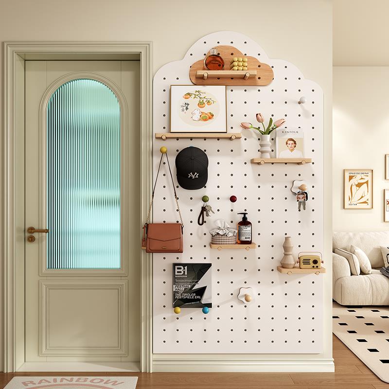 实木洞洞板定制展示架木质桌面墙面书桌收纳墙入户门口玄关置物架