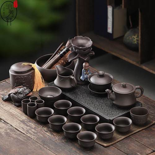正宗宜兴紫砂功夫茶具套组家用轻奢高档陶瓷茶壶茶杯办公送礼新款