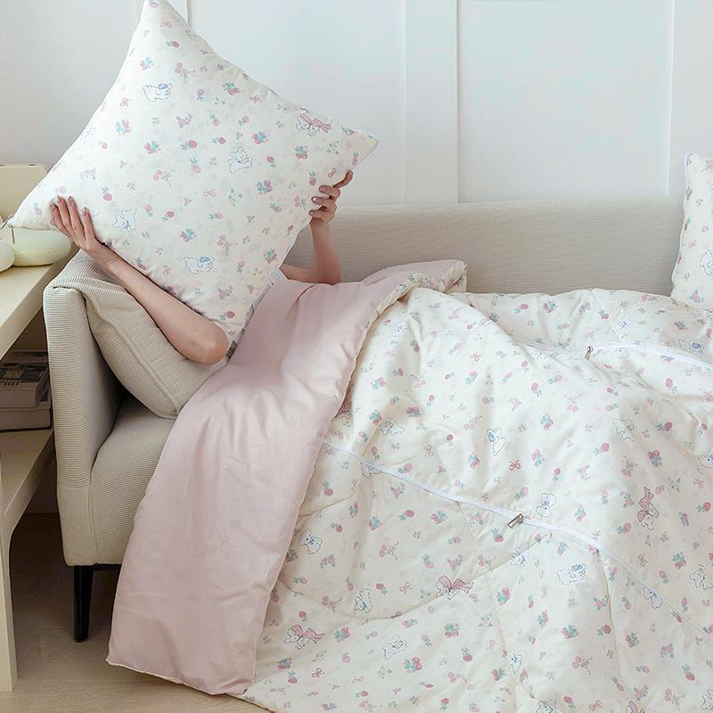 草莓狗纯棉两用抱枕被子二合一全棉汽车上高档午睡毯子枕头二合一