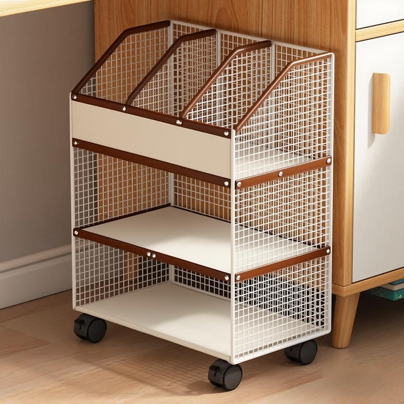 桌下书架置物架书籍文件分层收纳层架落地带轮整理架学习用品置物