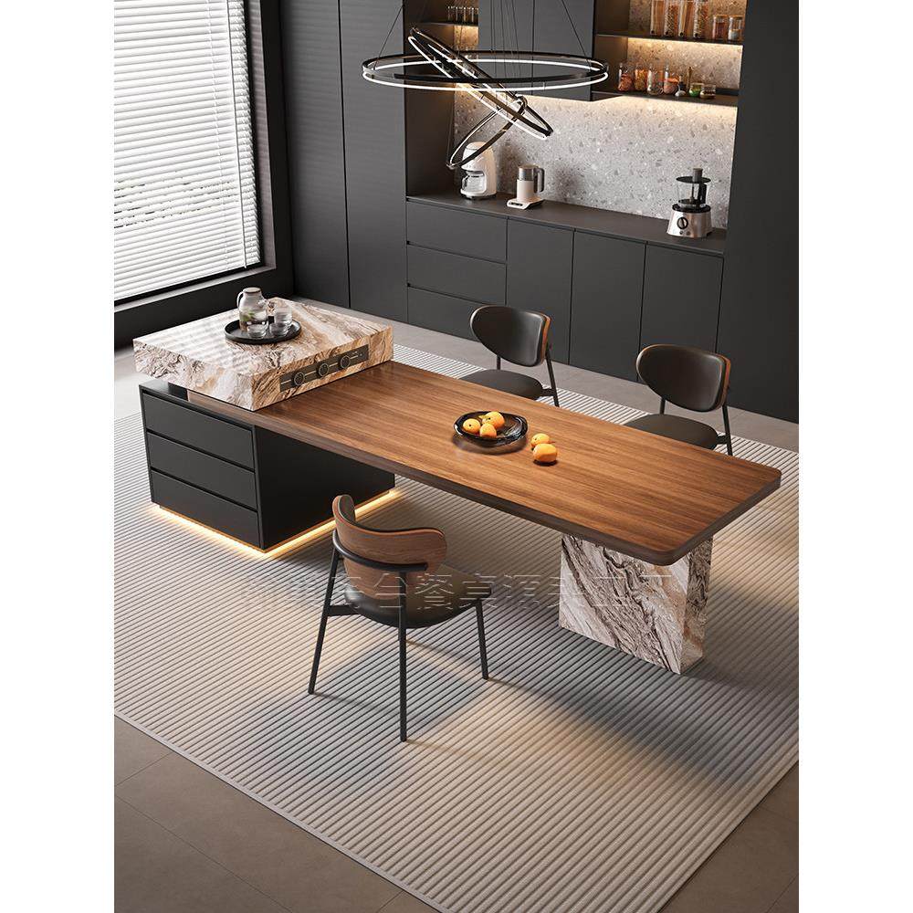 岩板岛台餐桌一体家用可伸缩意式极简高端别墅多功能厨房中导台桌,住宅家具,岛台餐桌,淘宝优惠券,粉丝福利购,淘宝优惠卷