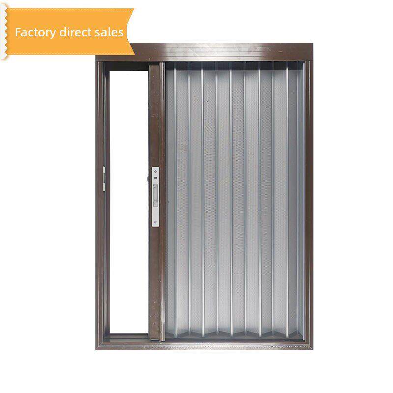 金刚网隐形折叠纱门锁器式伸缩防盗防蚊防鼠铝合金滑动纱门