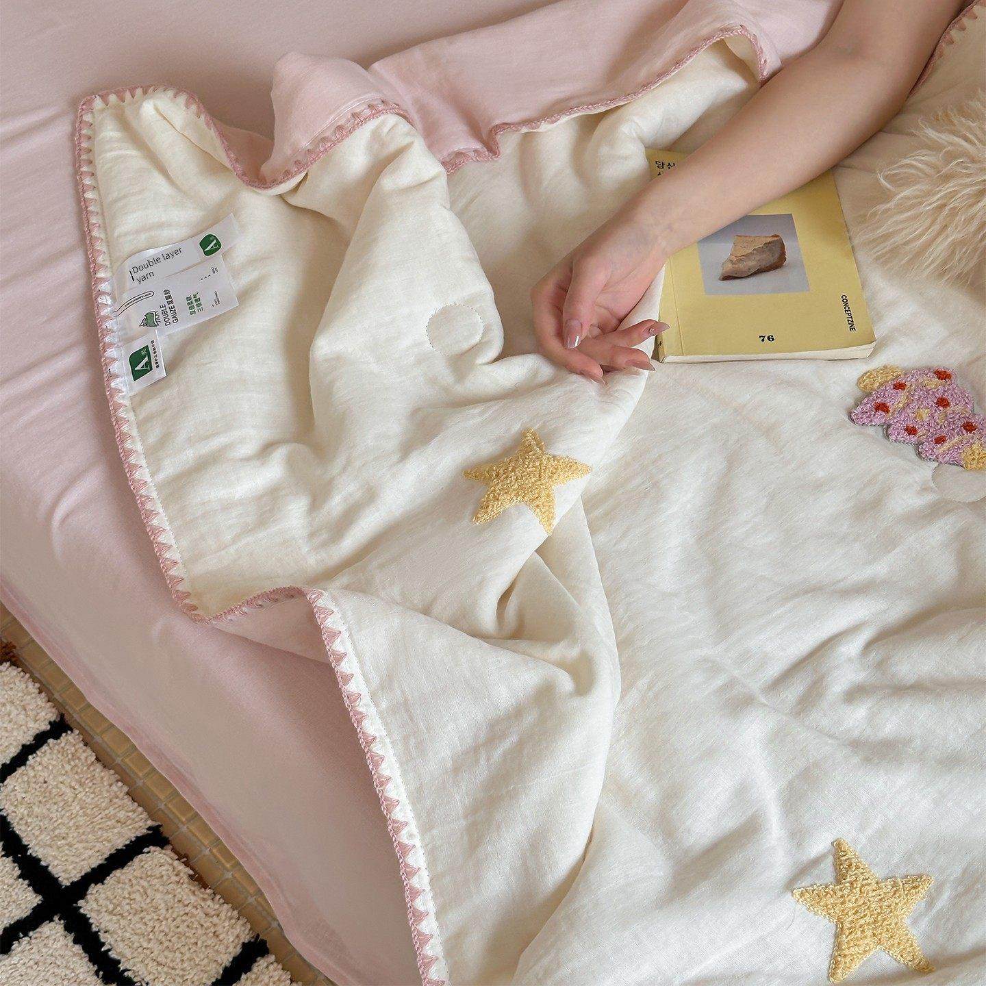 卡通级双层薄纱夏日清凉被空调被纯棉机洗2025新款小薄被,床上用品,化纤被,淘宝优惠券,粉丝福利购,淘宝优惠卷