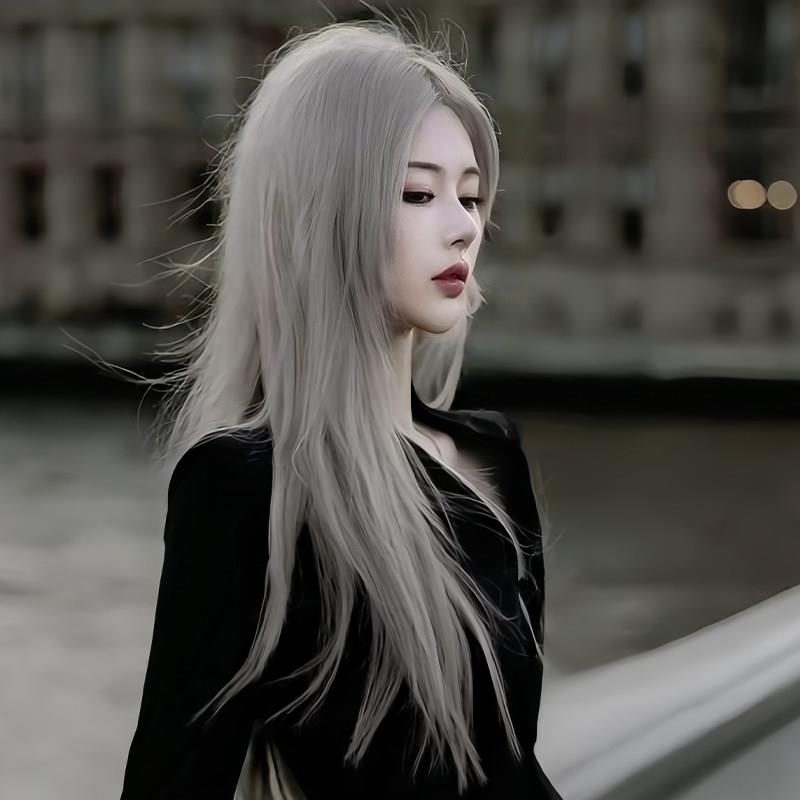 假发女长发全头套式中分奶奶灰Lolita长直发八字刘海仿真人假发套