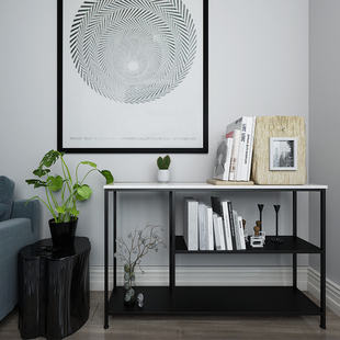 北欧大理石铁艺玄关桌简约现代落地玄关台客厅条几柜端.景台置物