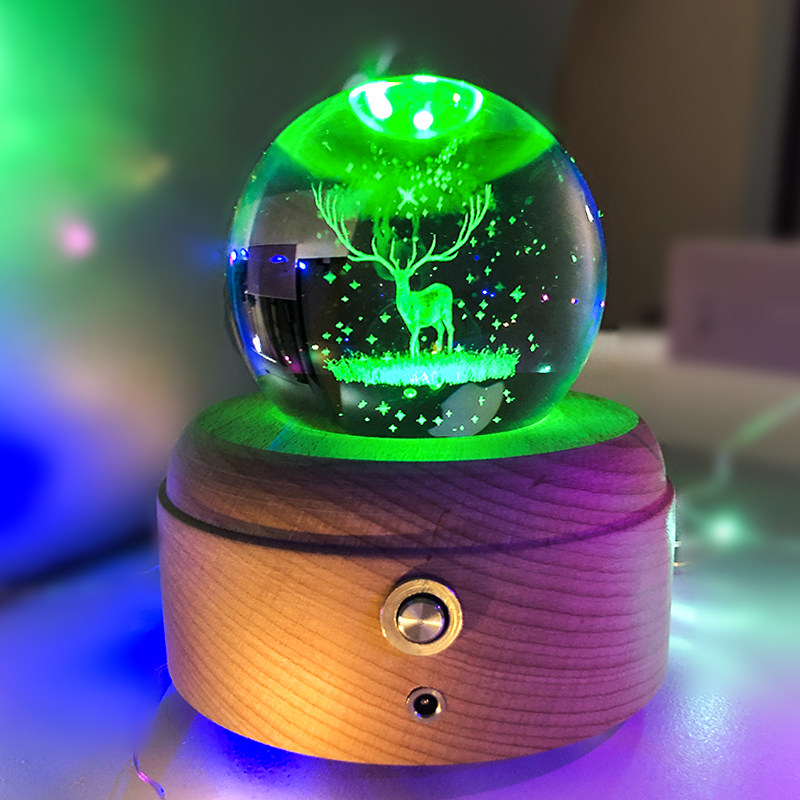 蓝牙音箱无线小音响木质低音炮大音量七彩夜灯浪漫情人节生日礼物