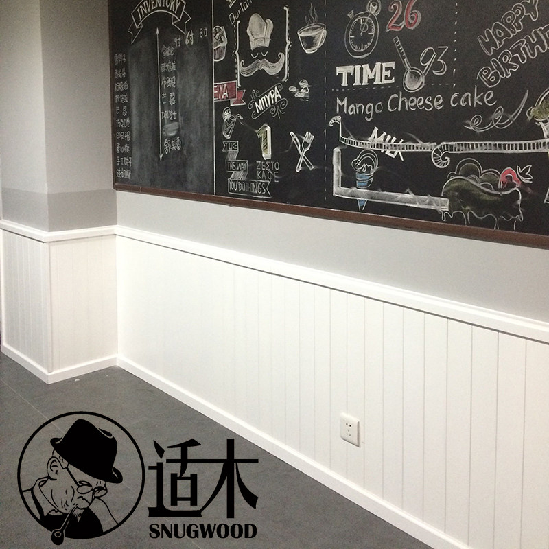 适木白色欧式护墙板墙裙免漆桑拿板吊顶实木扣板装饰板定制