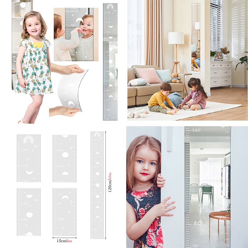 镜面亚克力身高贴装饰贴量身高尺子儿童房自带背胶墙贴可爱装饰贴