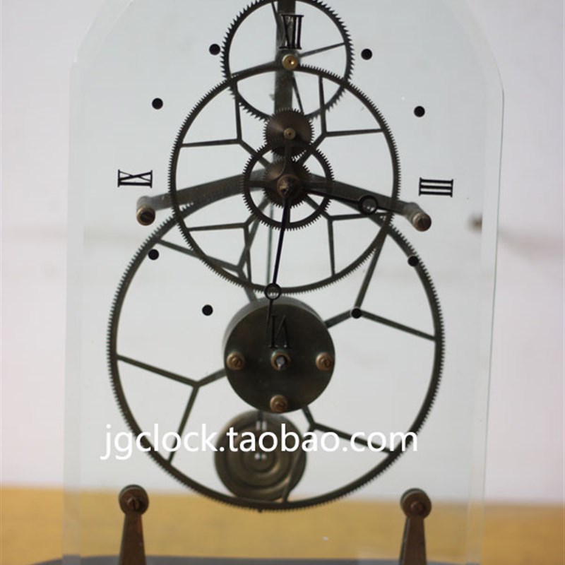 仿古钟 欧式座钟纯铜座钟 摆设软装饰品 纯铜玻璃骨架钟