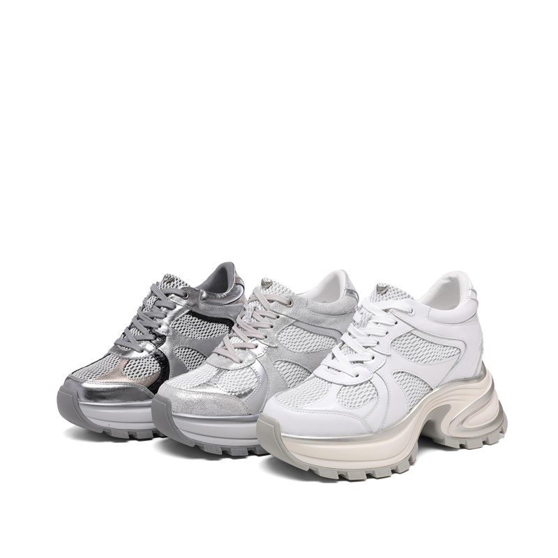 2025新款百搭厚底休闲运动鞋女老爹鞋系带厚底内增高X10cm潮流