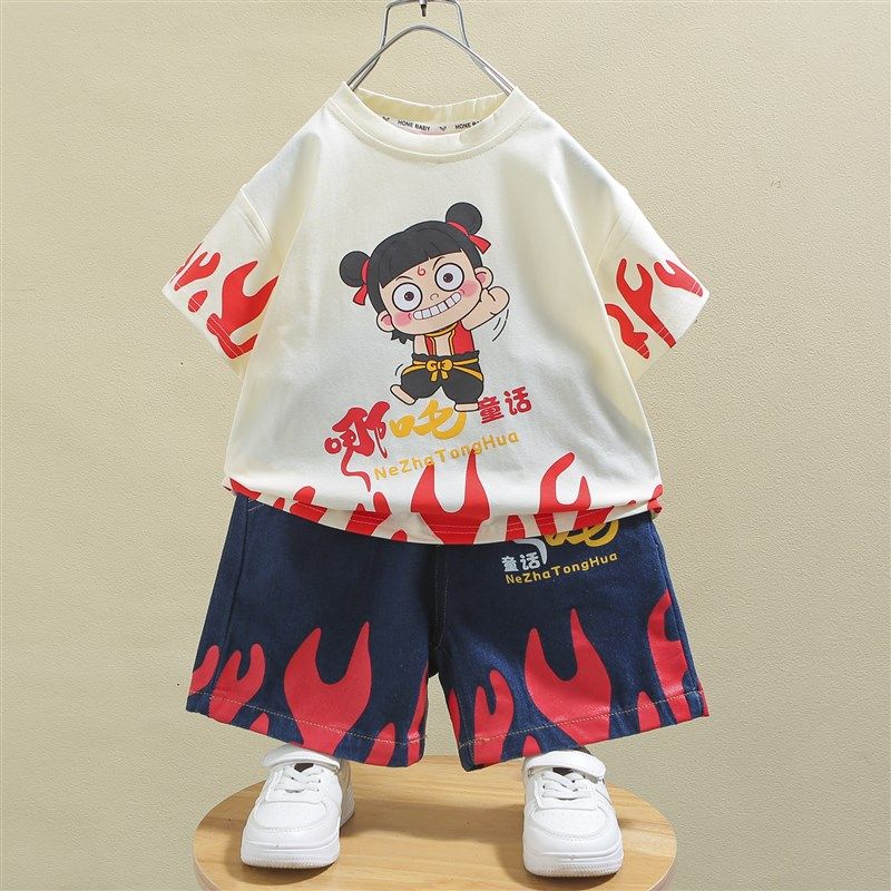 哪吒衣服男童夏装套装2025新款洋气宝宝时髦短袖男孩夏季两件套潮,童装/婴儿装/亲子装,套装,淘宝优惠券,粉丝福利购,淘宝优惠卷