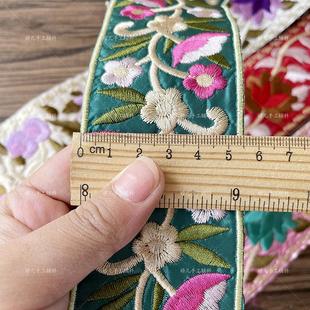 5.6cm异国宽花边 饰 民族风复古花朵刺绣绣花带DIY手工服装 辅料装