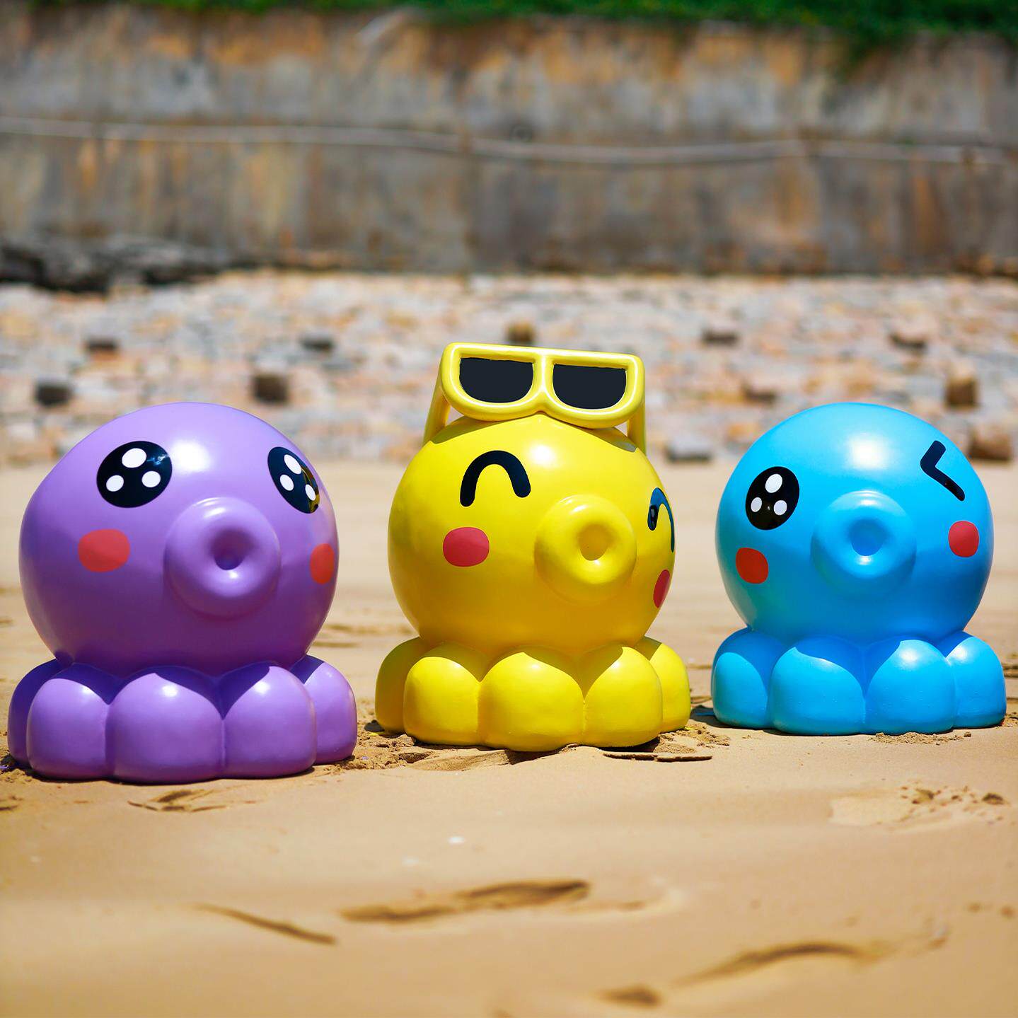 海边沙滩玻璃钢章鱼打卡座椅雕塑海洋馆名宿主题活动美陈装饰摆件