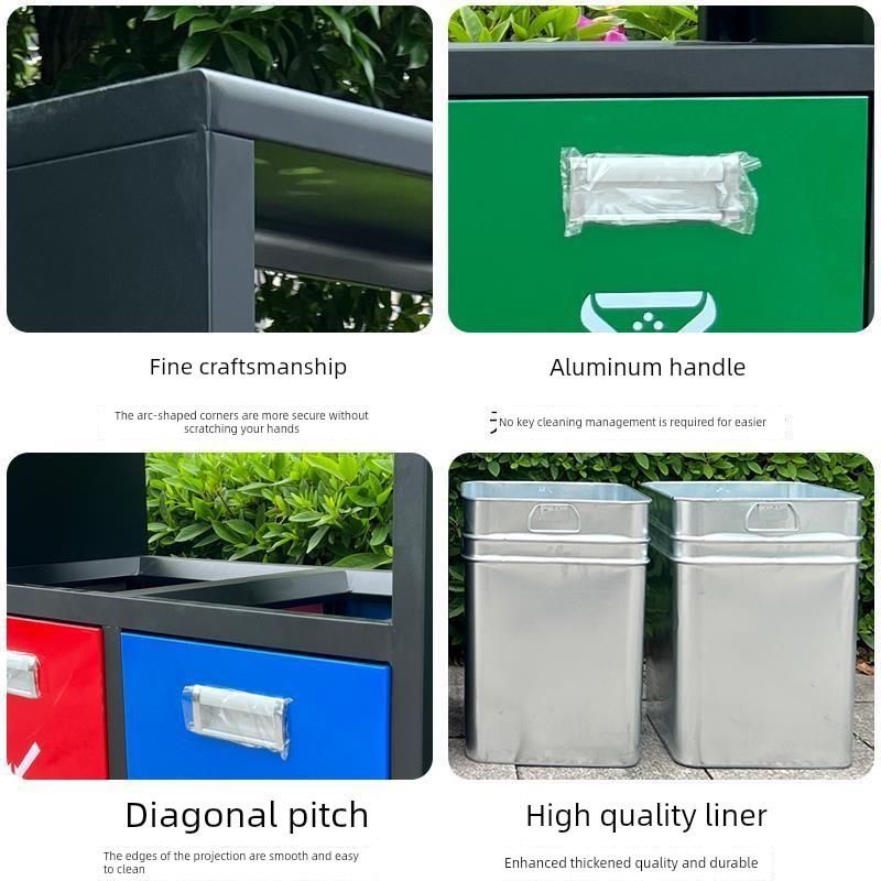 天津户外不锈钢垃圾桶大号室外4分类垃圾箱单双桶小区环卫分类果