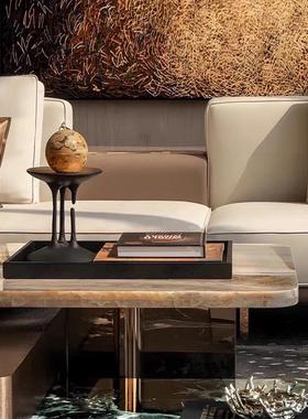 轻奢现代销售部展厅桌面装饰烛台托盘与烟灰缸装饰软装组合