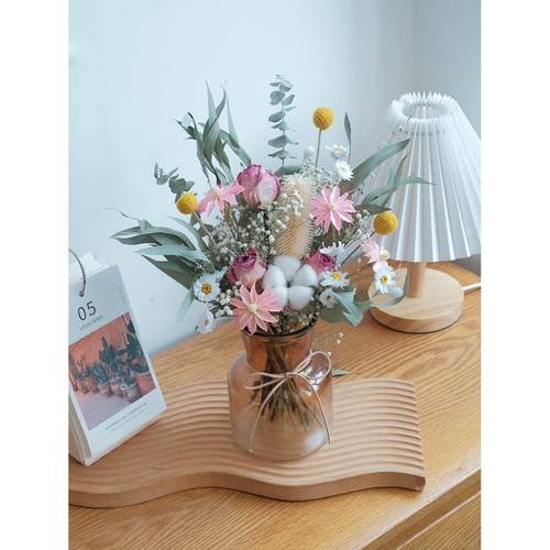 玫瑰尤加利满天星干花花束家居装饰摆件ins网红棉花向日葵客厅花