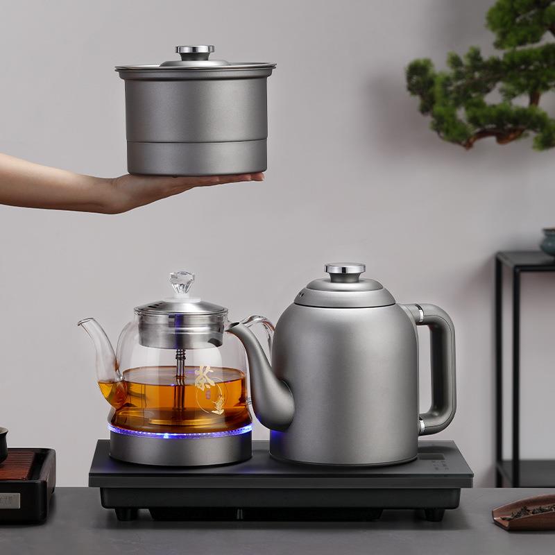 吉谷钛合金全自动底部双上水纯钛烧水壶茶台茶桌嵌入式煮茶器电热