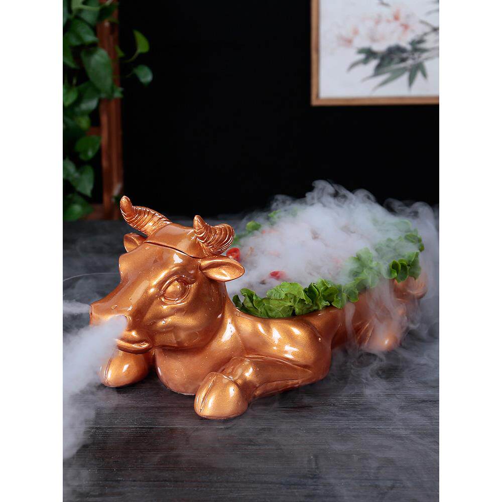 火锅牛羊肉摆台异形餐具特色意境菜干冰盘子 创意个性刺身海鲜盘