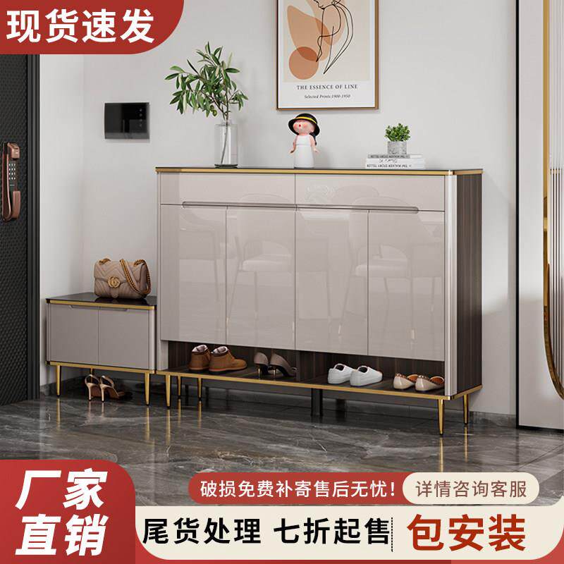 轻奢入门鞋柜家用门口带换鞋凳进门入户玄关柜楼道电梯口储物柜子