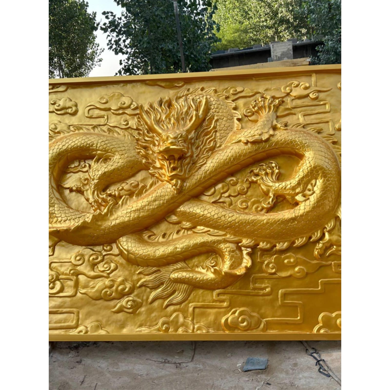石雕影壁墙屏风别墅庭院青石壁画大型玻璃钢九龙浮雕背景墙装饰图片