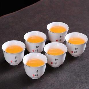 家用白瓷羊脂玉茶具个人品茗单杯主人杯陶瓷茶碗 功夫小茶杯6只装