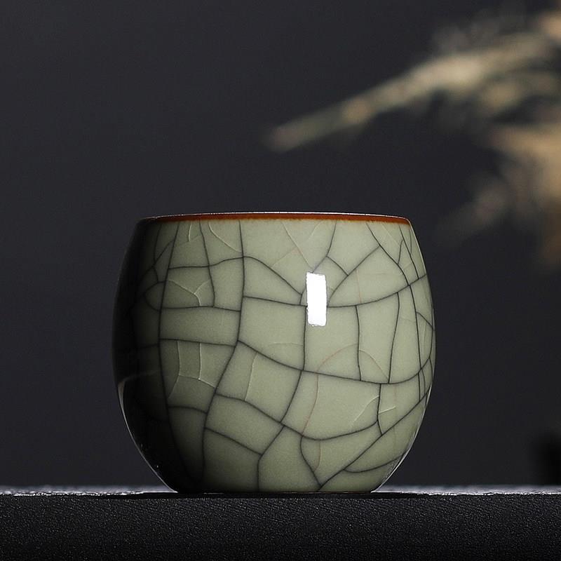 青瓷品茗杯单杯龙泉手工冰裂陶瓷功夫茶杯传世哥窑主人杯茶盏家用