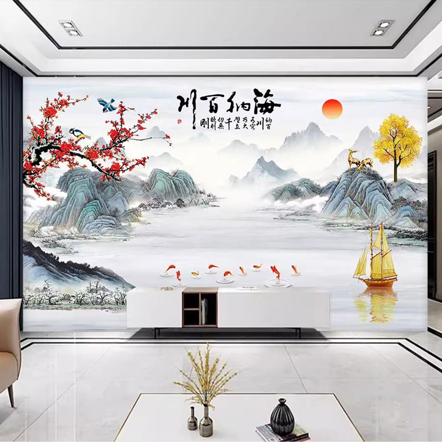 集成墙板家和山水画碳晶板电视背景墙护墙板客厅影视墙防撞金刚板