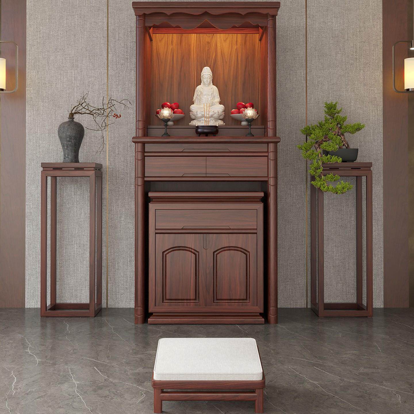 新中式实木佛龛供桌神台家用储物抽屉财神爷摆放柜观音佛像供座台