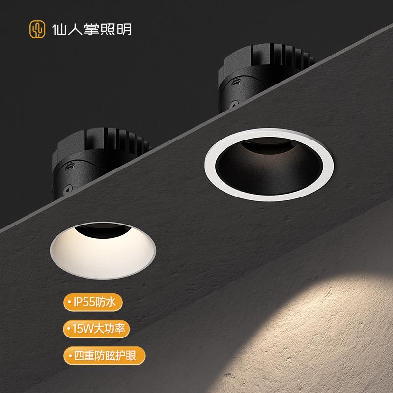 仙人掌照明深杯防眩防水全光谱嵌入式射灯客厅餐厅厨房家用照明
