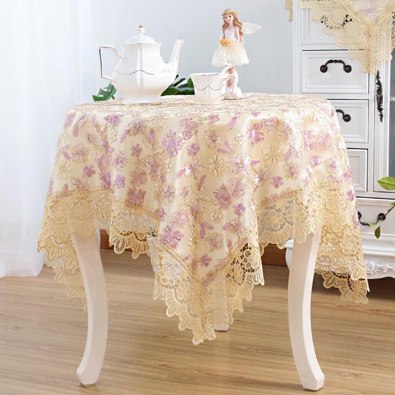 圆桌布欧式餐桌布茶几布台布小圆桌布纱方桌布布艺茶几垫蕾丝桌布