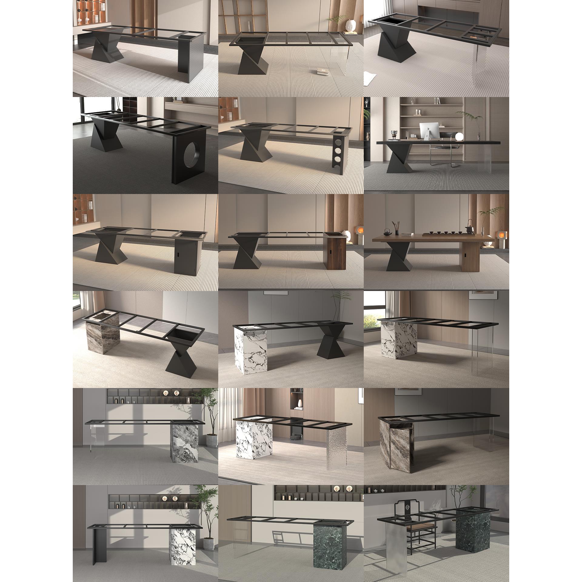 定制高端桌腿支架大板茶桌腿岩板大理石桌脚支架奢石餐桌台脚台架