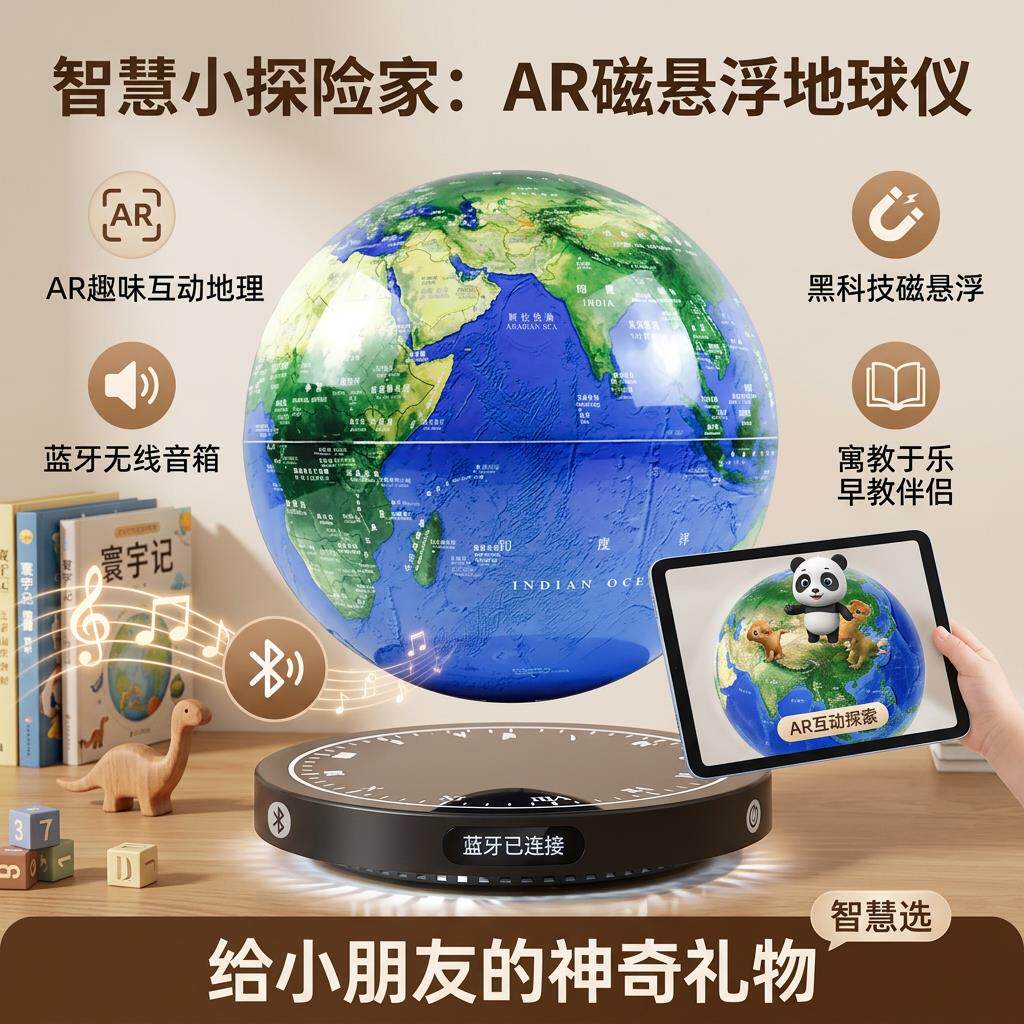 智能AR地球仪3D立体发光桌面摆件10岁12岁六一儿童男孩子生日礼物