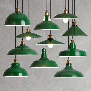 火锅店专用吊灯餐饮烧烤店市井覆古工业风商用单头港式绿色灯罩