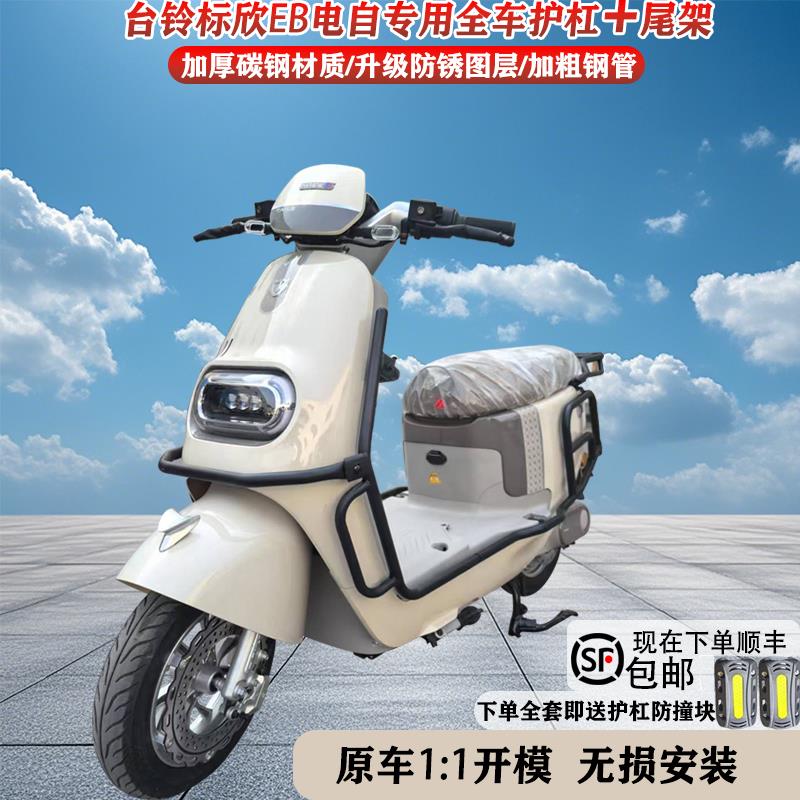适用台铃标欣EB电自款加厚护杠电动车保险杠加粗外卖箱后尾架