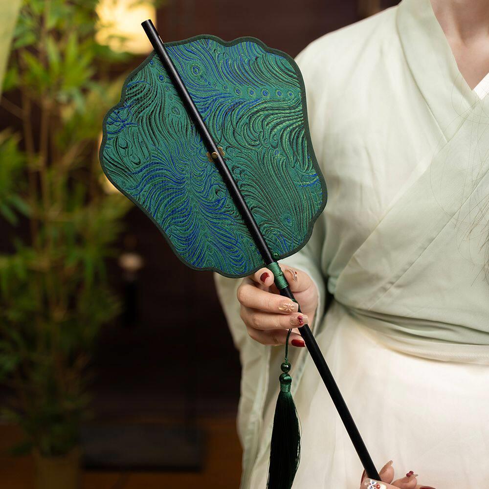 唐朝扇子可折叠扇子团扇腰扇可卷长柄古风女夏天古典汉服旗袍舞蹈