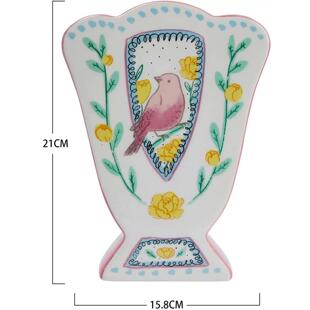 ZJ HOME王尔德的夜莺与玫瑰花瓶 兴旺增桃花 双面手绘陶瓷花瓶