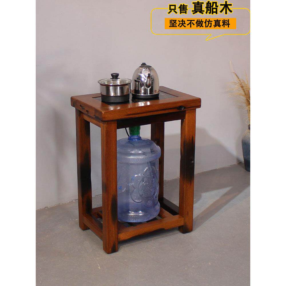 老船木茶架储物架实木茶柜侧柜沸水客厅侧桌小咖啡桌古船木茶架家
