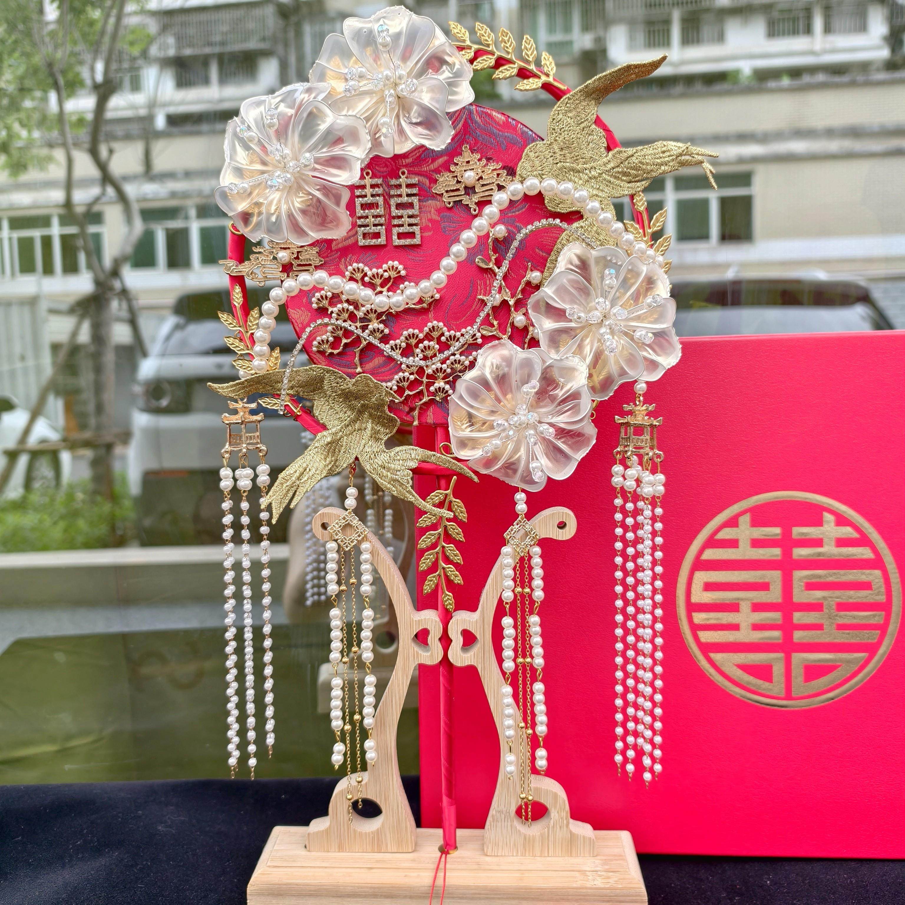 造液花结婚新娘团扇diy材料包成品秀禾服手工双面手捧出嫁喜扇,家居饰品,工艺扇/团扇/喜扇/折扇,淘宝优惠券,粉丝福利购,淘宝优惠卷