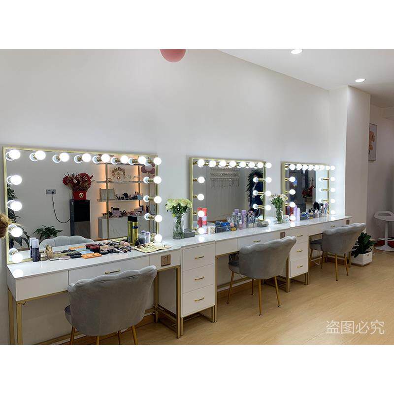 照相馆专用化妆台带灯婚纱店美容院大理石化妆桌专业店用彩妆化妆