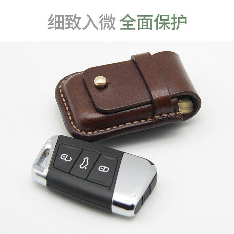 纯手工牛皮汽车钥匙保护皮套包适用新迈腾B8Passat穿皮带挂腰防摔