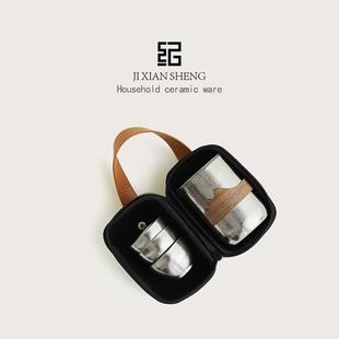 纪先生高档飞剑纯钛旅行茶具可携式收纳包户外一壶三杯纯钛水杯套