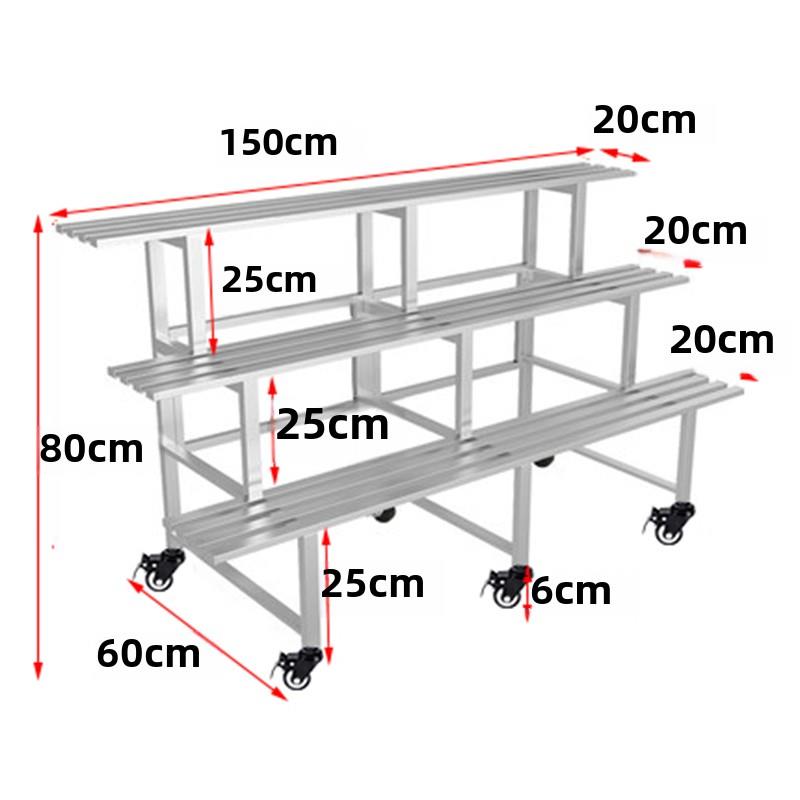 304不锈钢花架层架带轮子可移动室外落地式多肉花架子阶梯式阳台