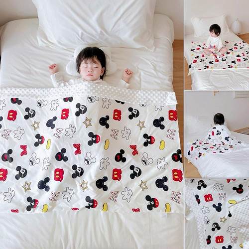 四季通用婴幼儿盖毯豆豆安抚棉双层宝宝盖毯婴儿盖推车毯a类抱被