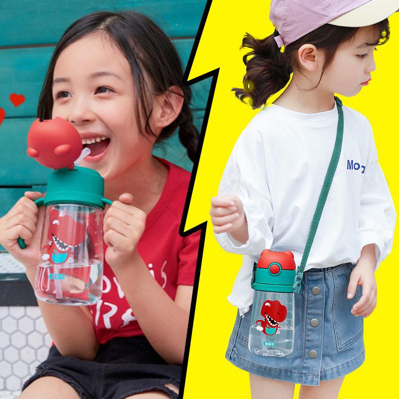 杯具熊儿童学饮杯带吸管手柄背带水杯婴幼儿宝宝夏天外出两用水壶