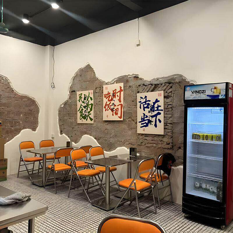 工业风奶茶店不锈钢椅子茶餐饮夜宵外摆大排档烧烤店桌椅组合商用
